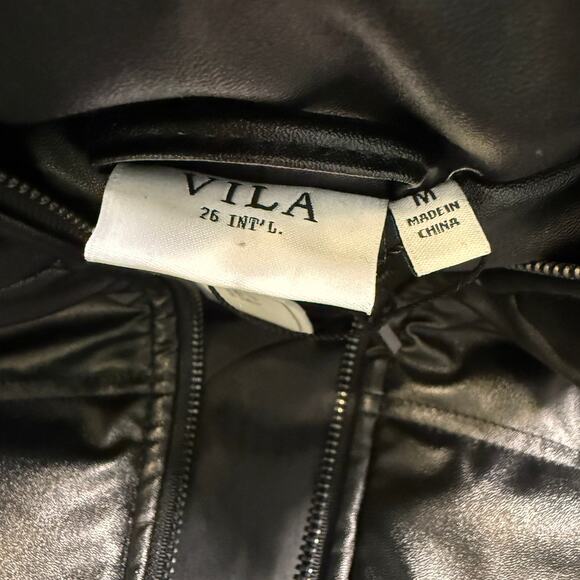 Women's Vila Black Bomber Puffer Zip Front Jacket Size Medium NEW - Picture 4 of 9
